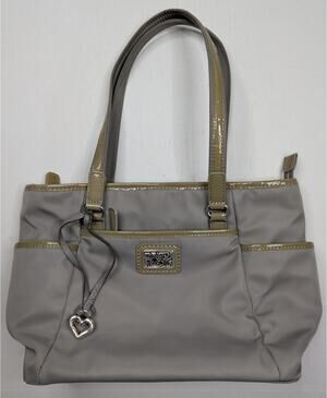 Brighton Stevie Microfiber Organizer Computer Laptop Handbag Gray Nylon Charm